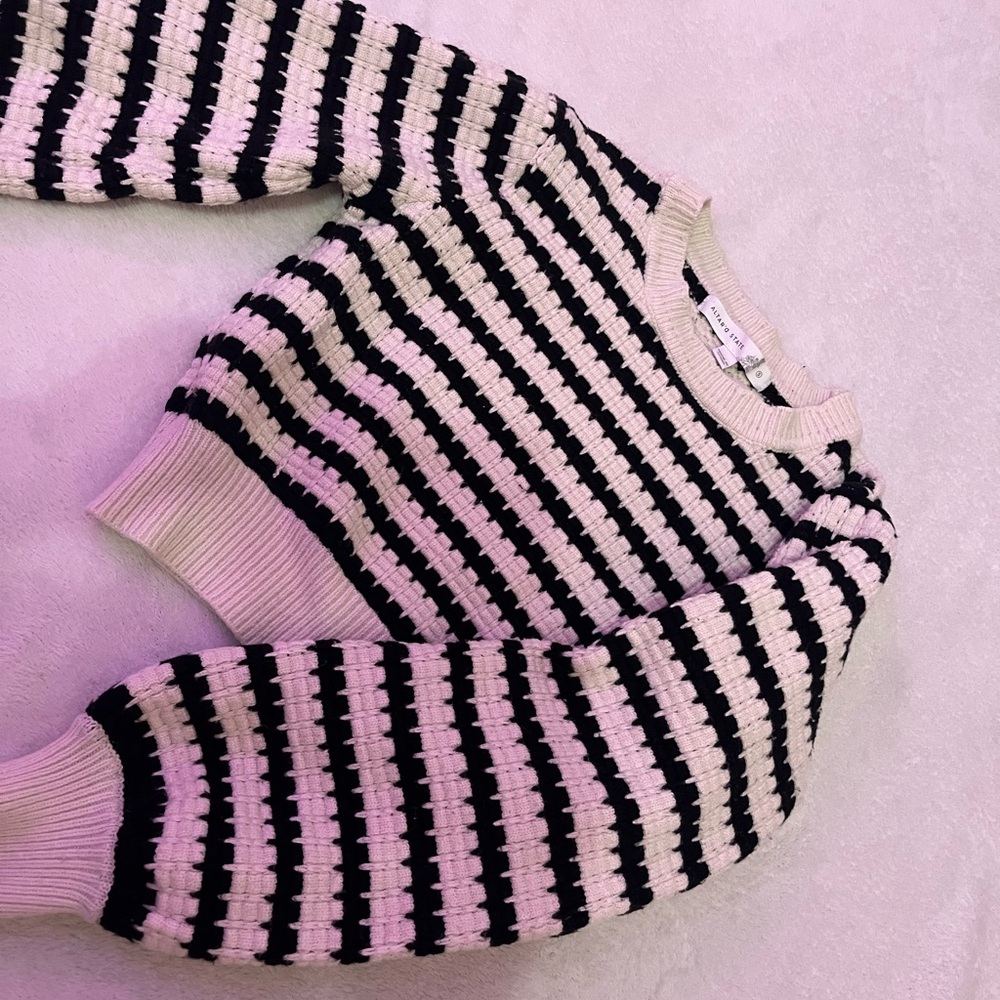 Altar'd State Black and Cream Striped Cardigan